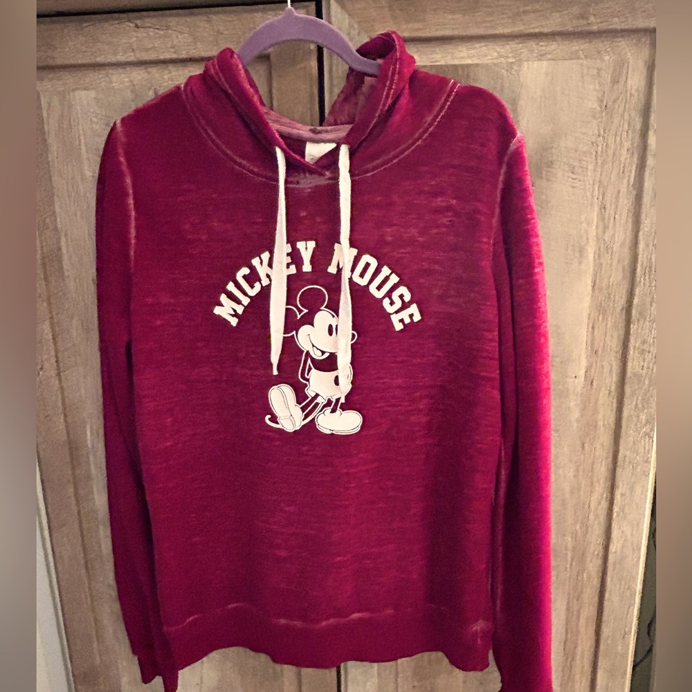 Mickey Mouse Disney dark red distressed juniors lightweight sweatshirt XL hoodie